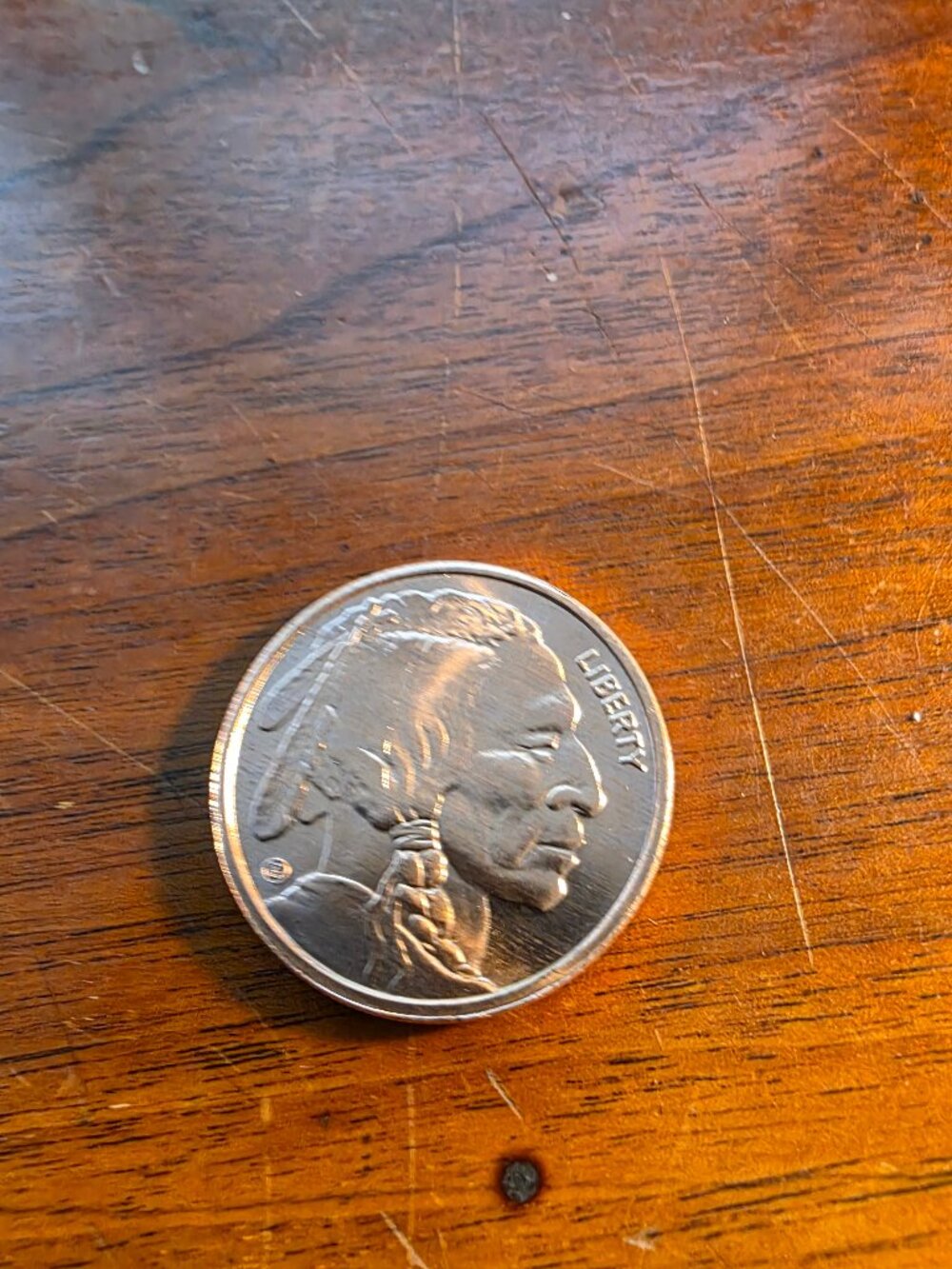 1 OZ COPPER ROUND INDIAN HEAD BUFFALO NICKEL STYLE